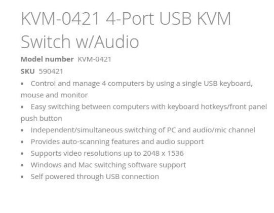 KVM Switch 4 Ports ,