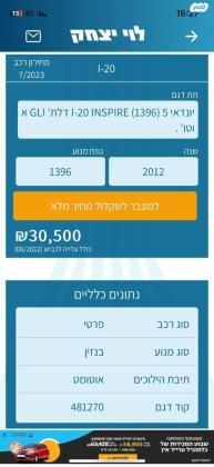 יונדאי i20 Inspire אוט' 1.4 (100 כ"ס) [2009-2015] בנזין 2012 למכירה במצליח