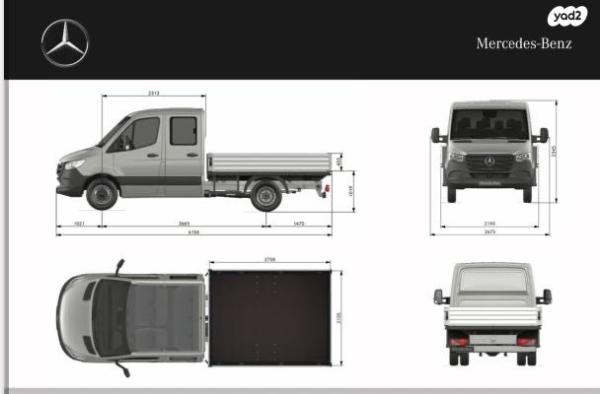 מרצדס ספרינטר מסחרי 519 L3H2 ארוך גבוה 5.2 טון אוט' דיזל 2.0 (190 כ"ס) דיזל 2023 למכירה בשוהם