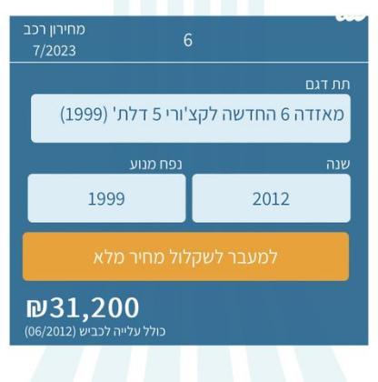 מאזדה g Luxury הצ'בק אוט' 2.0 (147 כ''ס) בנזין 2012 למכירה בירושלים