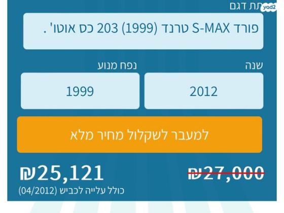 פורד S-מקס Trend אוט' 2.0 (202 כ''ס) בנזין 2012 למכירה במזכרת בתיה