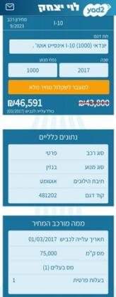 יונדאי i10 Inspire אוט' 1.0 (66 כ"ס) בנזין 2017 למכירה במגדל