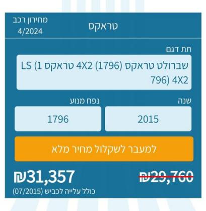 שברולט טראקס LS אוט' 1.8 (140 כ"ס) בנזין 2015 למכירה בפרדס חנה כרכור